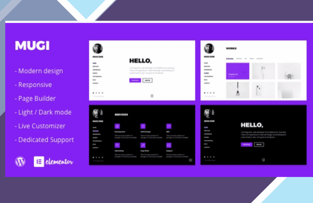 Mugi – Personal Portfolio and Resume WordPress Theme