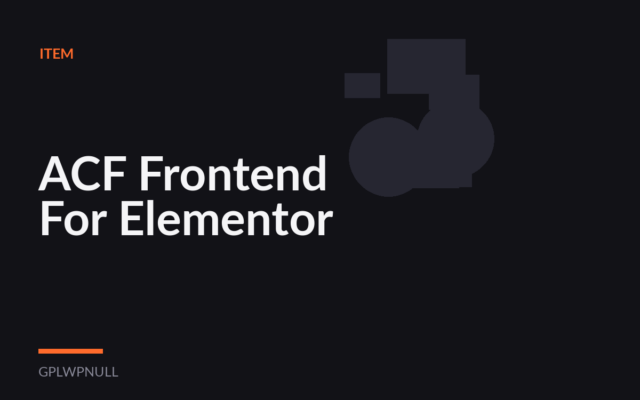 ACF Frontend For Elementor