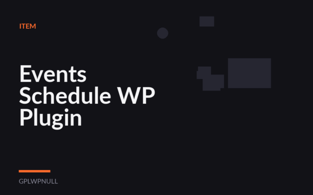 Events Schedule WP Plugin