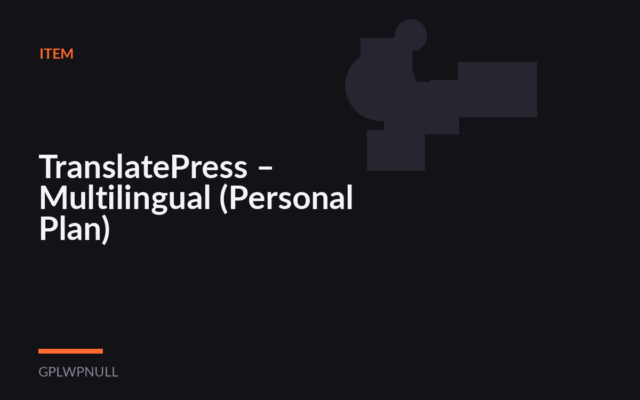 TranslatePress – Multilingual (Personal Plan)